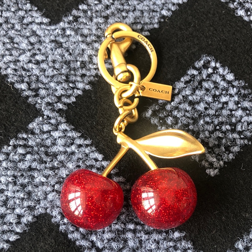 Coach Red Glitter Cherry Keychain with Gold Hardware - Picture 4 of 4